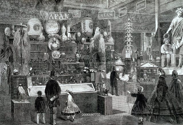 Japanese Court at the International Exhibition of 1862. Engraving from The Illustrated London News. London, England, 1862.